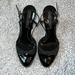 Used size 7 black bcbgmaxazria heels with leather sole